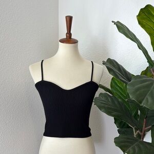 OAK + FORT Black Ribbed Camisole